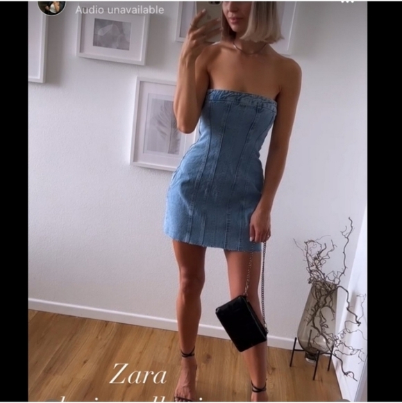 Zara Denim Mini Strapless Dress BlueSize S and L - Picture 6 of 16